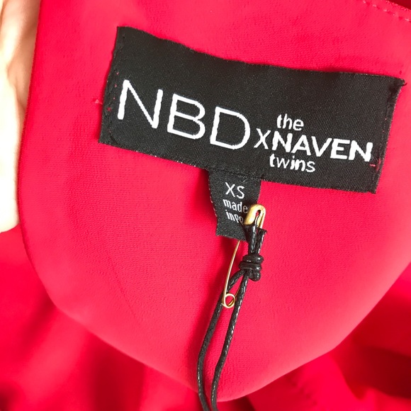 NWT NBD x the NAVEN TWINS RED DRESS SIZE XS - Picture 4 of 6